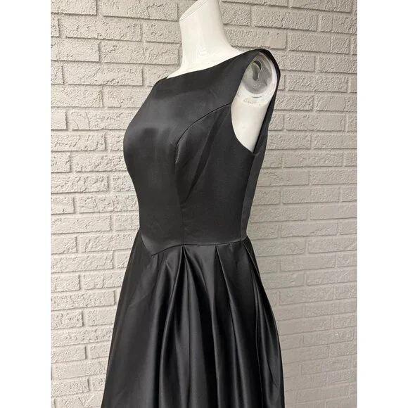 Audrey Women’s Black Pleated Drop Waist Backless Tulle Dress Size 8 - Picture 7 of 11